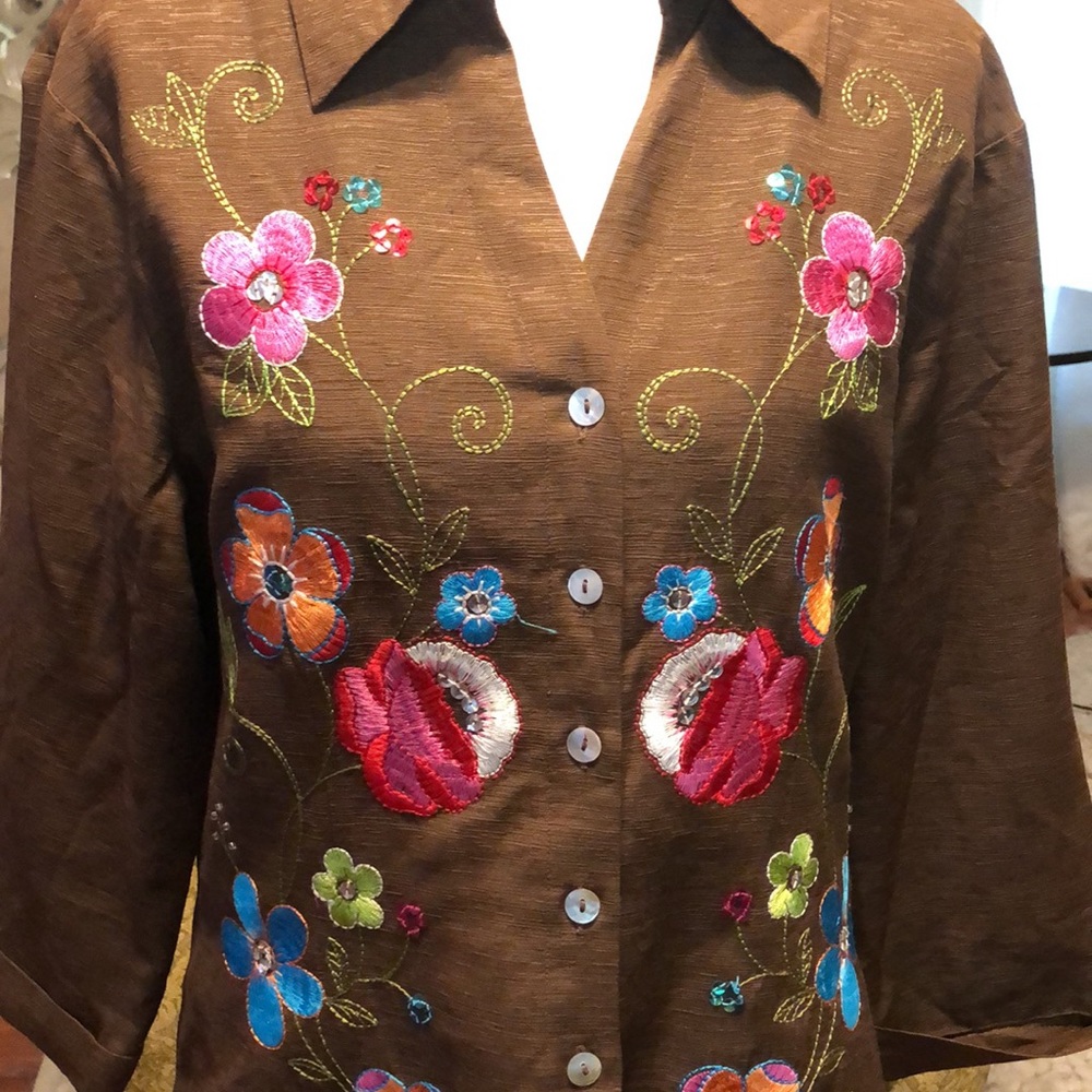 Silk Embroidered Top - Picture 3 of 11